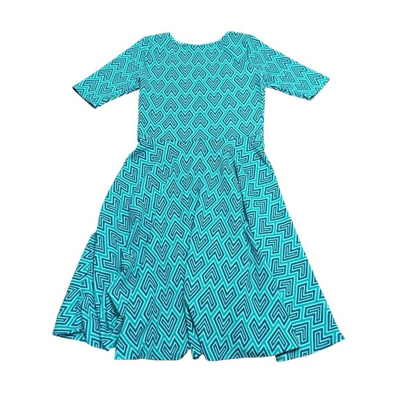 LuLaRoe Nicole Dress Teal Turquoise Geometric Print Sz M Excellent Condition - Picture 8 of 8